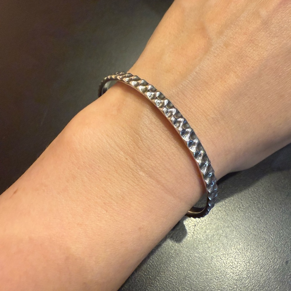 Retired rare Pandora Silver Textured Bangle Bracelet